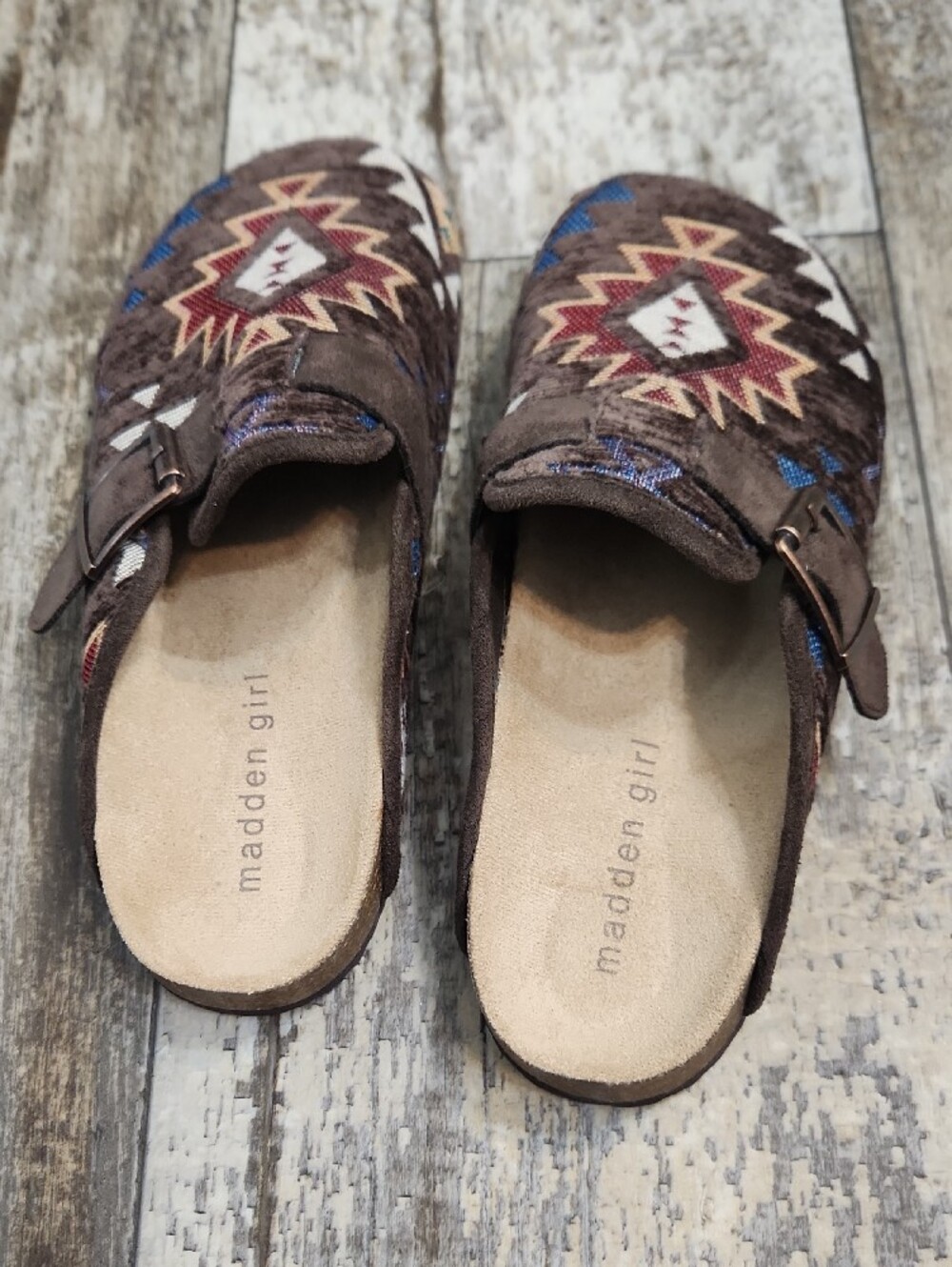Madden Girl Brown Aztec Clogs 7 - Picture 2 of 6
